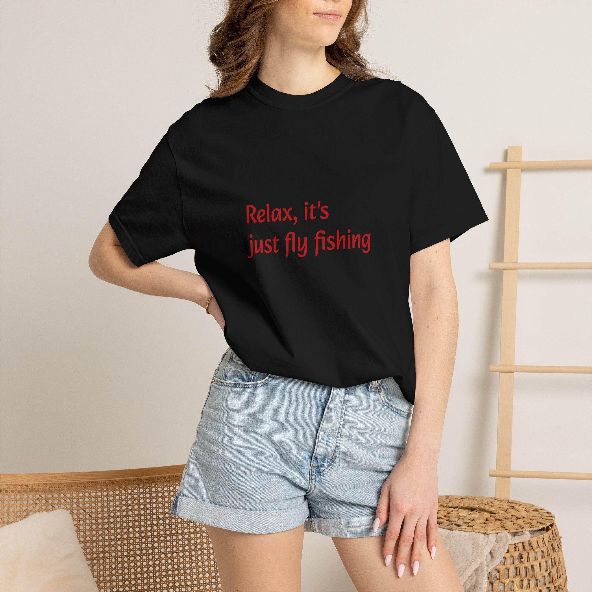 Fly Fishing T‑Shirt — "Relax, it's just fly fishing" Minimalist Tee