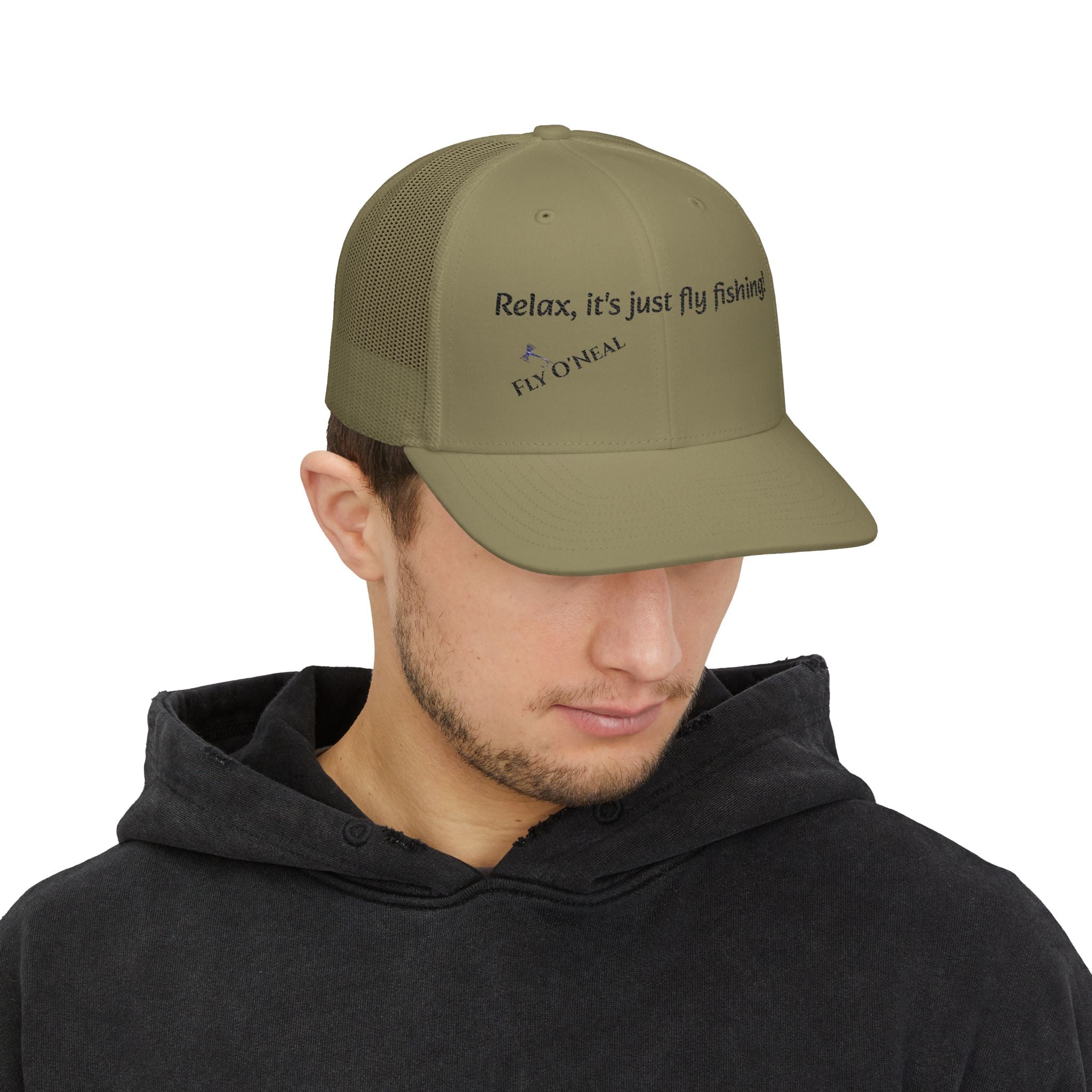 Fly Fishing Trucker Cap — "Relax, it's just fly fishing!" Snapback Hat