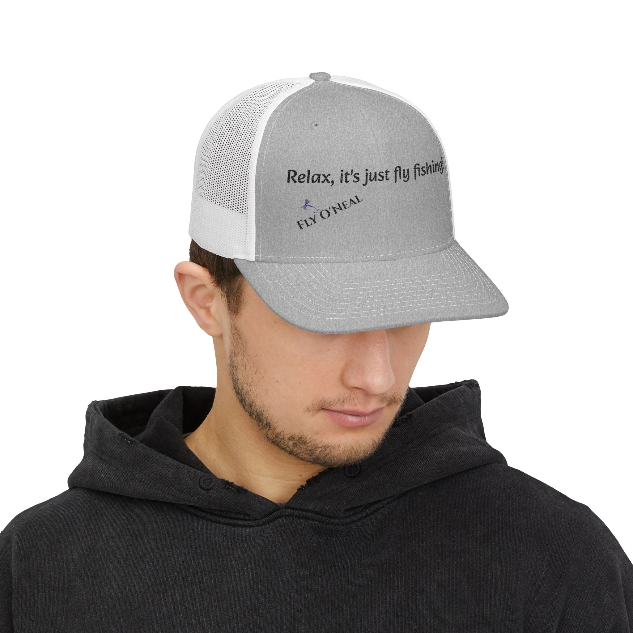 Fly Fishing Trucker Cap — "Relax, it's just fly fishing!" Snapback Hat