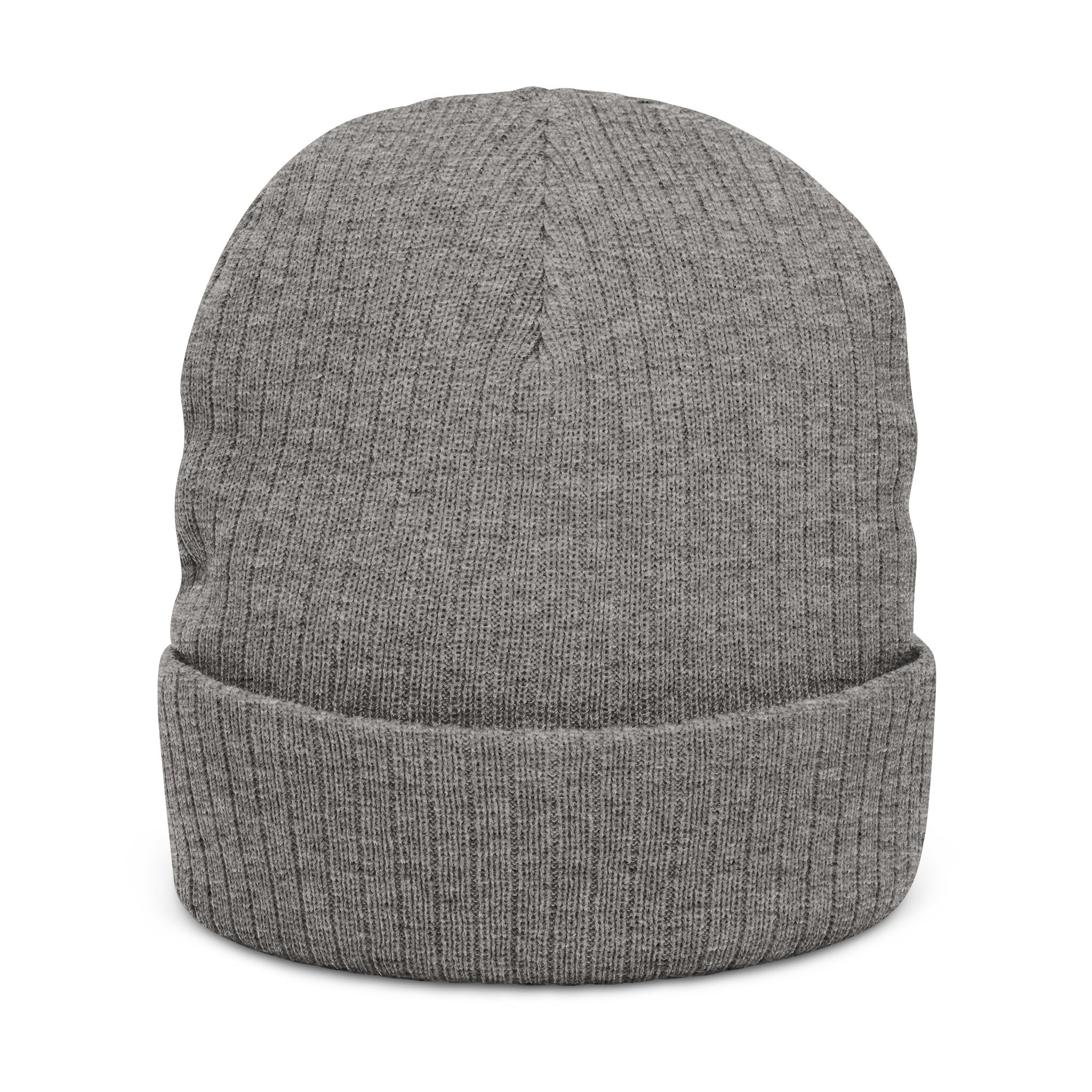 Embroidered Ribbed Beanie — "Relax, it's just fly fishing" Knit Hat